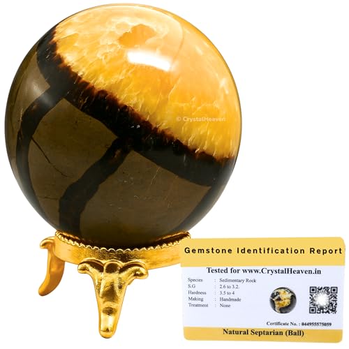 Image of Certified Septarian Crystal Ball for Meditation - Premium Crystal Vastu Items for Home and Feng Shui Items for Good Luck - Ideal for Pooja Supplies and Spiritual Practices (2 inch Inch)