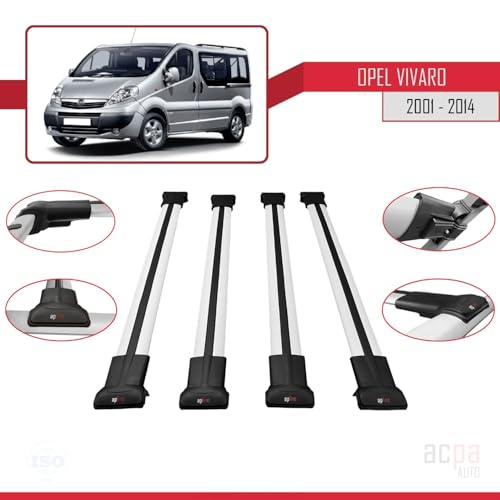 Barres de toit pour Opel Vivaro A 2001-2014 Fly en aluminium gris lot de 4 - 3