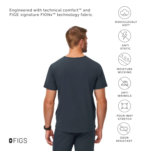 Image of FIGS Chisec Scrub Top for Men - 3 Pockets, Tailored Fit, Squared V-Neck, 4-Way Stretch, Moisture-Wicking