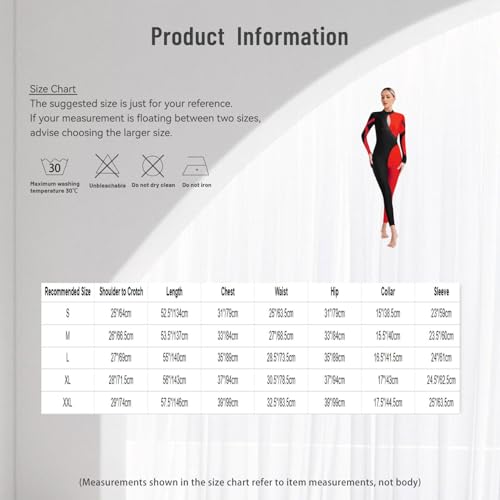 Jhaoyu Women Long Sleeve Shiny Rhinestone Gymnastics Leotard Full Length Figure Skating Jumpsuit Bodysuit Catsuit Red M - Image 6