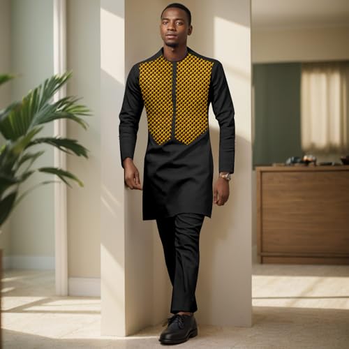 African Suits for Men Print Shirts and Pants 2 Piece Set Bazin Riche Dashiki Outfits Formal Suit2
