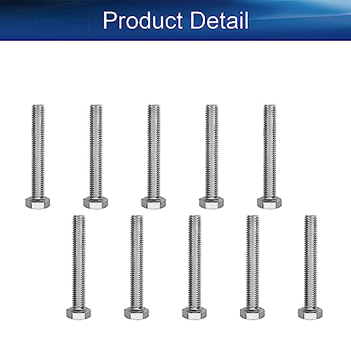 Image of Bettomshin 10Pcs M8 x 55mm Hex Bolts, 304 Stainless Steel 1.25mm Thread Pitch Fully Threaded Metric Hex Head Screw Bolts, Hexagon Screw Bolt, Hex Tap Bolts, Silver (Overall Size 60.45x13x13mm)