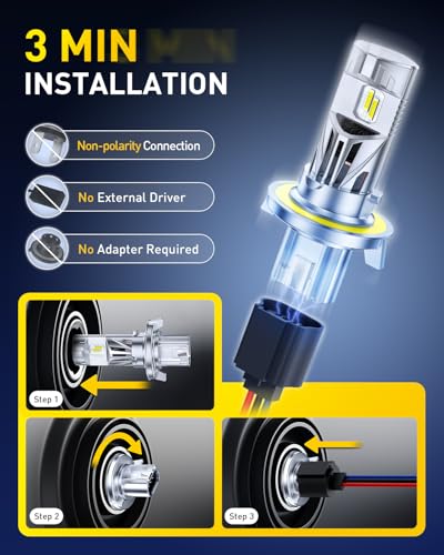 Image of AUXITO 9008 Bulb H13 Bulbs, 80000LM Brighter Ultra-Bright, Plug N Play, Long Lifespan, No Flicker, 99% Compatibility, 2PCS