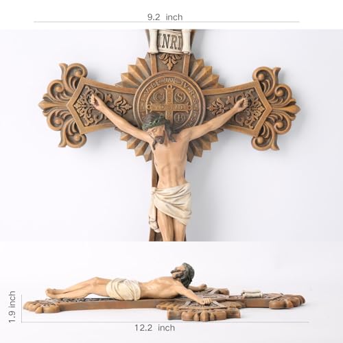 Cruz de parede com crucifixo católico de São Bento BC, cruz de Jesus Cristo, presente religioso vint