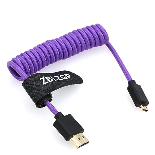Cable micro HDMI a HDMI 2.1 8K trenzado morado con transmisión ultra fluida para ATOMOS Ninja V 2