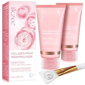 Collagen Night Wrapping Mask, Kollagen Maske, Collagen Maske Gesicht Overnight, Collagen Overnight Wrapping Peel Off Facial Mask, Kollagen Nachtmaske für Strahlende Haut, Korean Skin Care (2Stück)