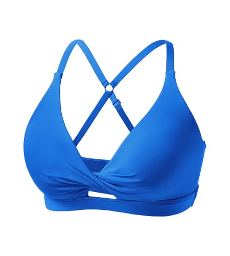 Image of Padded Sports Bras for Women - Strappy Sports Bra Workout Tops for Women Twist Front Gym Tops