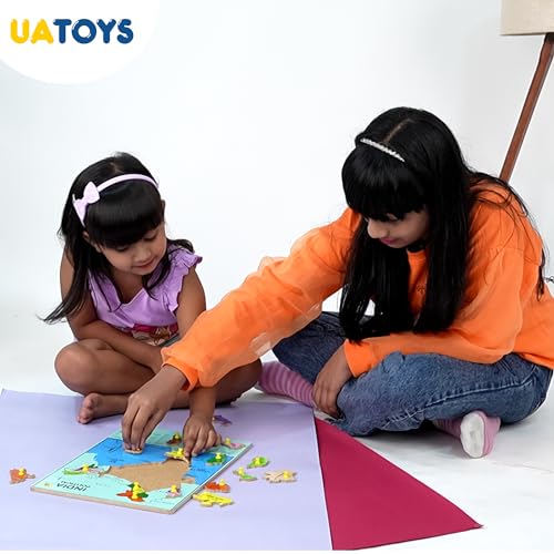 Image of UATOYS Wooden Toys for Kids Mapology Geography for Kids Puzzle Brain Development Toys Sorting Toys for kids