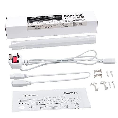 ENUOTEK Under Kitchen Cabinet Lighting, 4W T5 Under Cupboard Light Tube LED Neutral White 4000K, Kitchen Light Under Cabinet LED Length 313MM with British Power Plug Replace T5 Fluorescent, 1 Lamp - Image 8