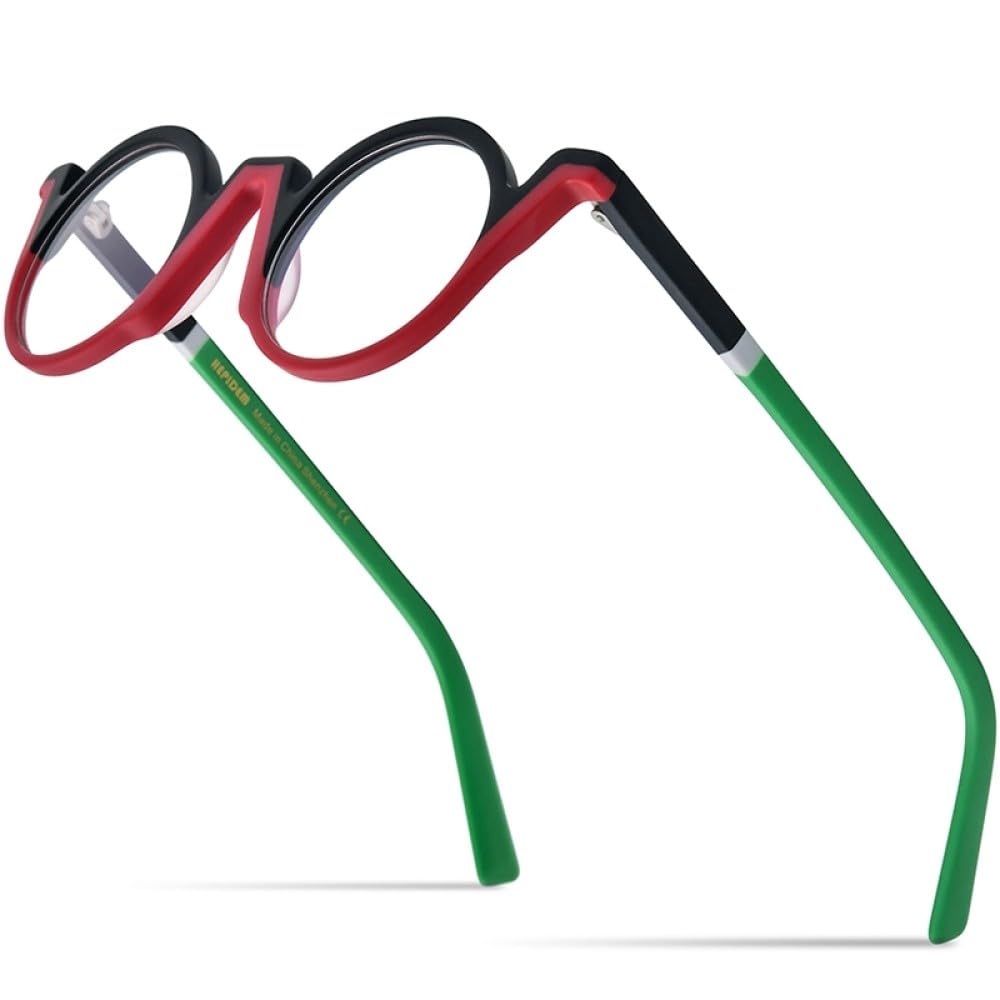 MUTYNE Montura de gafas de acetato Multicolor para hombre, gafas redondas Retro mate, gafas para mujer 9248