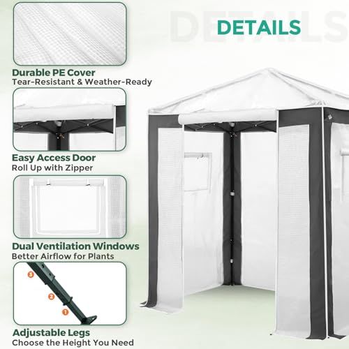 Image of EAGLE PEAK 6x4 Walk in Pop Up Greenhouse, Gray /White