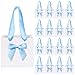 Kolldenn 50 Pcs Mini Gift Bags with Blue Bow Ribbon 4''x2.7''x4.5'' Small White Paper Thank You Goodie Gift Bags Bulk with Handle for Baby Shower Wedding Graduation Party Favor Birthday Return Guests