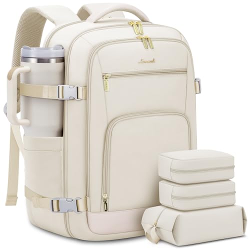 Image of LOVEVOOK 50L Large Travel Backpack for Women Flight Approved, Carry on Backpack for Airplanes, Personal Item Travel Bag, Waterproof 18 Inch Laptop Backpack, Business Weekender Overnight Daypack, 4Pcs