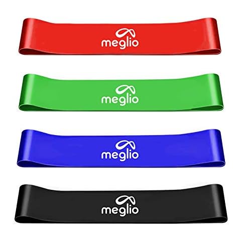 Meglio Latex Free Resistance Bands Loops - Premium Fitness Exercise Bands for Fitness Workouts Rehabilitation Yoga Pilates and Strength Training - Includes Exercise Guide (Set of Four Mix) Cover