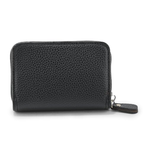 Image of 9 Slot RFID Genuine Leather Credit Debit Card Holder Wallet Money Zipper Coin Purse for Men & Women (Black)