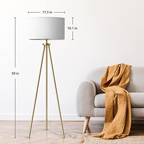 Alldio Tripod Floor Lamps For Living Room, Modern Standing Lamp With Drum Shade thumb #7