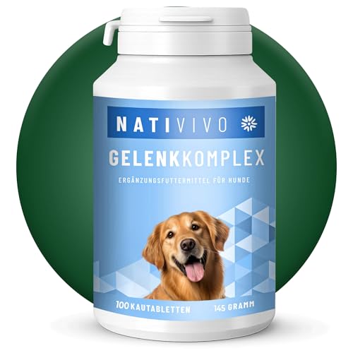 NATIVIVO Gelenktabletten Hund - Grünlippmuschel Hund - Gelenkkomplex Vital Rezeptur mit Weihrauch Teufelskralle & MSM - Grünlippmuschel Kapseln - Unterstützt Gelenke & Beweglichkeit Made in Germany
