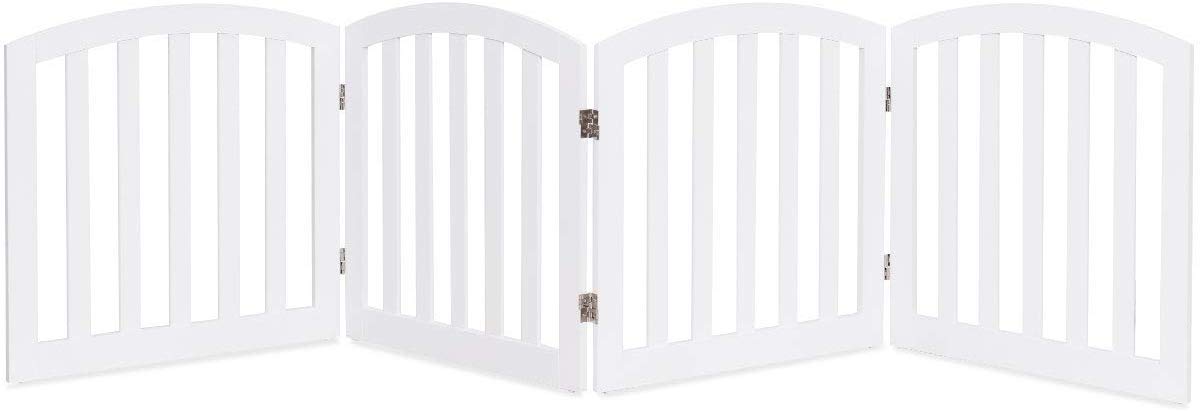 COSTWAY Barrera de Seguridad para Perros Mascotas Valla Protección de Madera Plegable para Habitación Puerta Escalera (Blanco)