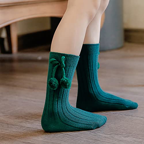 Baby Girls Knee High Socks Uniform Bowknot Stockings Infants Toddlers Cotton Long Socks Green A 12-24 Months4