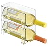 mDesign 2er-Set Flaschenregal – stapelbare Aufbewahrung für Weinflaschen und andere Getränke – modernes Weinregal aus Kunststoff für je 1 Flasche – transparent