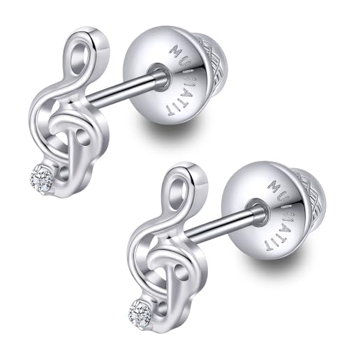 Limerencia Titanium Music Note Earrings for Women Implant Grade Treble Clef Stud Earrings Hypoallergenic Musical Instrument Jewelry for Music Lovers Musician Students