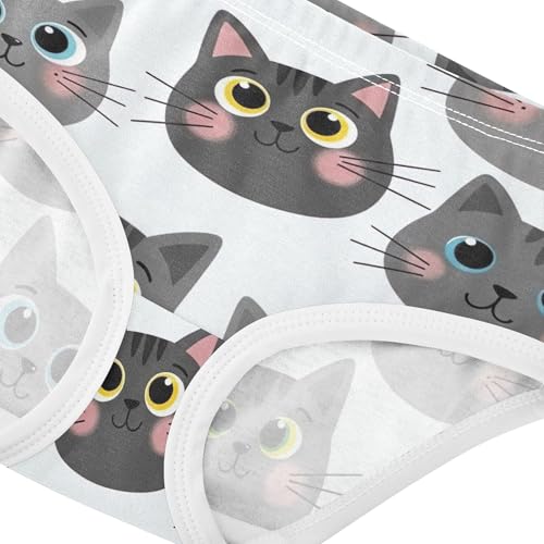 Print Toddlers Underwear Floral 2t Cotton Panties for Girl Playful Cartoon Cats Gray White Underpants Briefs4
