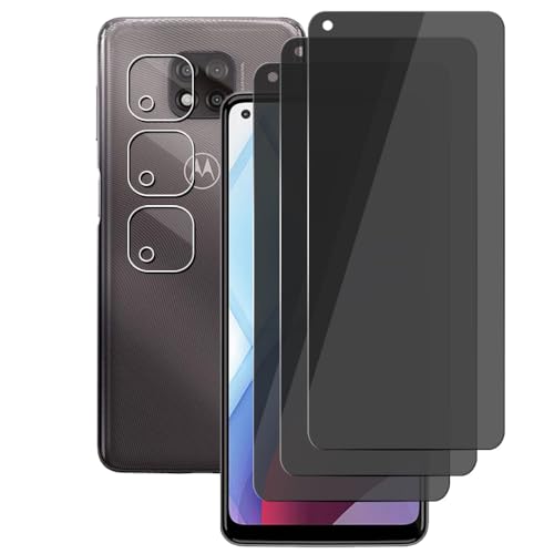 UZWZW (3+3) For Motorola Moto G Power (2021) (3 Pack) Anti Spy Private Tempered Glass Privacy Screen Protector with Camera Lens Protector Anti Scratch