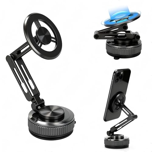 ZEYEHU 2026 Heavy Duty Metal Magnetic Car Mount - Extendable Arm+Strong Suction Cup, 360° Rotation Anti-Shake, Universal Dashboard/Windshield Holder for Truck/SUV, Heavy-Duty Accessories