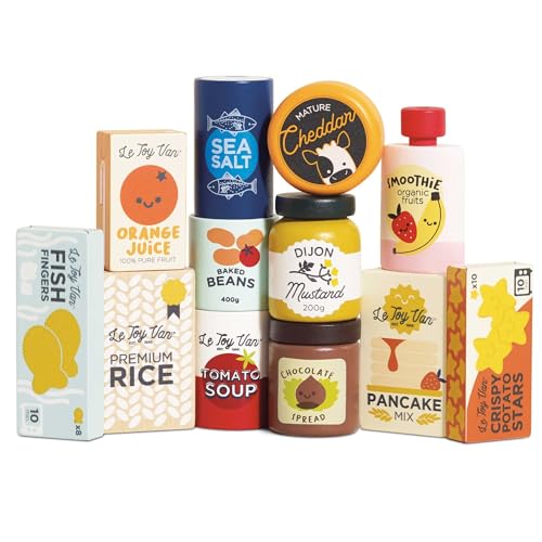 Jeu d'imitation en bois FSC Le Toy Van avec 12 aliments miniatures durables