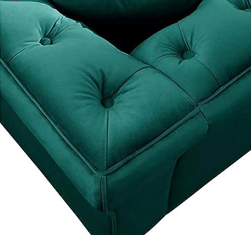 Image of Royale Curved Arm Tufted Three Seater Elegant Wooden Base Sofa in Wide Extravagant Fabric, Gives Luxurious Look for Home /Living Room /Office /Guest Room /Hotels