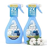 Febreze Cotton Fresh Fabric Freshener Spray - Water-Based Clothes and Furniture Refresher, Antibacterial and Odor-Eliminating for Sofas, Bedding, Carpets, and Linens, Set of 2x500 ml