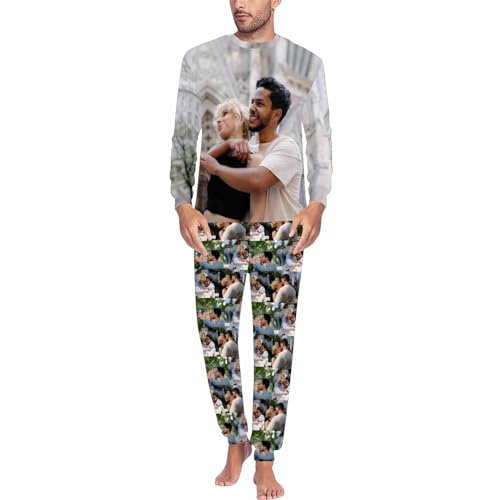 D-Story Custom Face Pajama Sets Personalized Funny Pjs for Men, Photo Loungwear Sleepwear Gift for Dad Husband Boyfriend