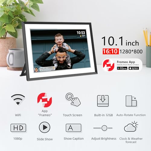 Image of Akimart 32GB 10.1 Inch Digital Photo Frame 1280x800 IPS LCD Touch Screen,Smart WiFi Digital Picture Frame, Auto-Rotate Portrait and Landscape, Share Moments Instantly via Frameo App from Anywhere