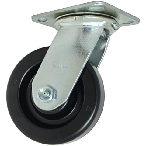 RWM Casters 45-DUR-0520-S 45 Series, 5" Wheel Diameter, 6-1/2" Overall Height, Durastan Wheel, Swivel Caster With Roller Bearing,White Cover