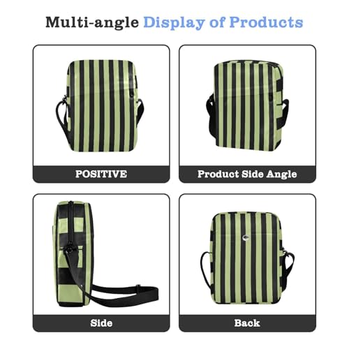 mens messenger bag cross body bag men Womens Fashion Purses Adjustable Strap for Travel Travel- Striped Green Black4