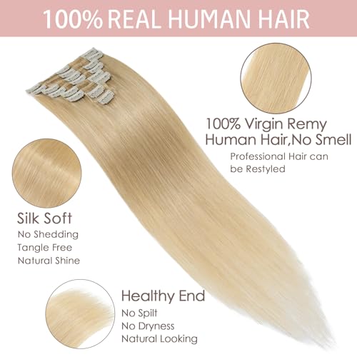 Silk-co Hair Extensions Clip in Hair Extension Human Hair (18 inches-70 grams - Image 4