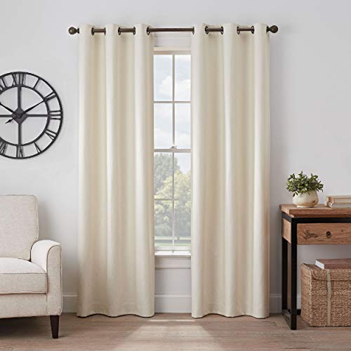 Eclipse Gabriella Grommet Top Curtains for Bedroom, Single Panel, 40' x 95', Ivory