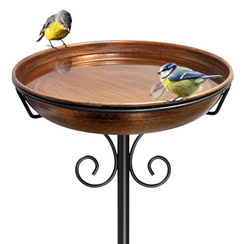 iCHKED 38In Freestanding Bird Bath for Outside, Detachable Birdbaths with Metal Stake, Bird Bath Feeder Bowl for Outdoors Garden Patio Yard Lawn,Sturdy Upgraded 5 Pronged Base (Vintage Bronze)