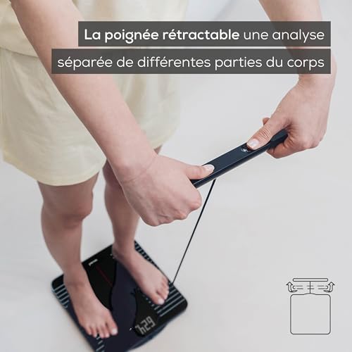 Beurer BF 990 Pèse-personne numérique avec capteurs manuels, connexion à une application via WIFI/Bluetooth, 25 valeurs mesurées, mesure croisée avec 8 électrodes, transfert vers Apple Health & co