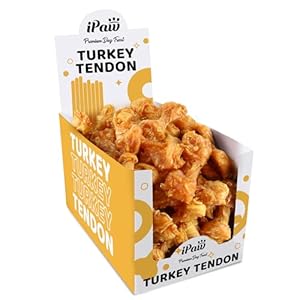 iPaw Turkey Tendon for Dogs 40 Pcs Bulk Pack, Ingredient Sourced from USA, Hypoallergenic, All Natural Human Grade Puppy Chew, Dog Treats for Signature Series, Rawhide Alternative, Bone (Small)