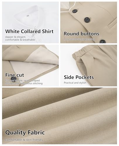 Image of LOLANTA 4Pcs Boys Formal Suit, Kids Tuxedo Vest for Wedding Birthday Party Dress Suits with Shirt and Tie for 3-13 Years