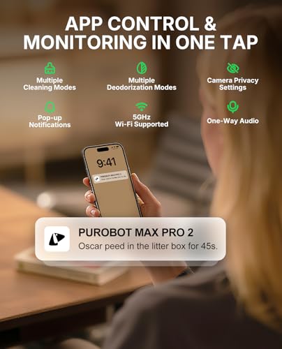 PETKIT 2025 Purobot Max Pro 2 AI-Camera Self Cleaning Cat Litter Box, Extra Large Opening 210° Wide Angle Lens Cat Facial Recognition Automatic Litter Box with 5G WiFi App Control Odor-Free - Thumbnail 5
