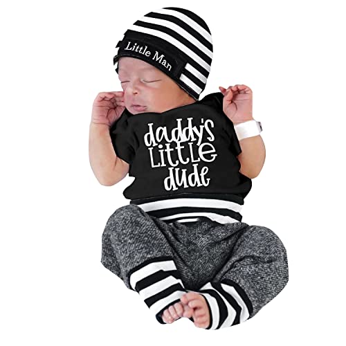 Image of Aoswep Newborn Infant Baby Clothes Long Sleeve Romper + Pants + Hat 3PCS Outfits Set
