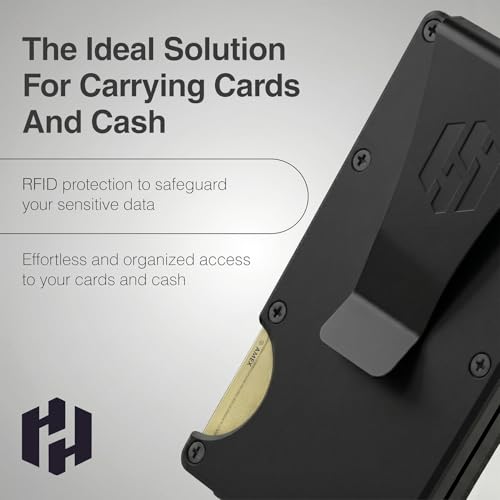 Image of Hayvenhurst Wallet for Men - Slim RFID Blocking Metal Wallet with Money Clip, Minimalist Front Pocket Credit Card Holder, Small Mens Wallet