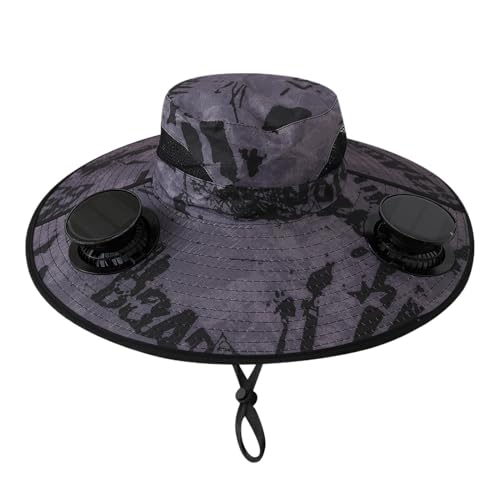 Sombrero genérico con ventiladores solares, sombrero de pesca ventilado solar al aire libre de ala ancha | plegable ajustable unisex para acampar senderismo, golf playa al aire libre