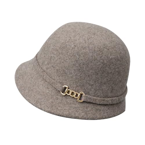 Damen Wollmütze Retro-Fischerhut Elegante Fedorahüte Mit Krempe Fedora Filzmütze Für Winter Herbst Warme Eimerhüte Glockehut Schirmmütze Damenhut Accessoires Zum Wandern...