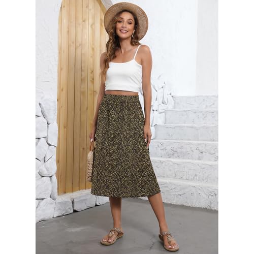 Image of Witsmile Flowy Skirt Elastic High Waist A-Line Skirt with Pockets Bohemia Cover-up for Women 2026 Trendy(S-2XL)