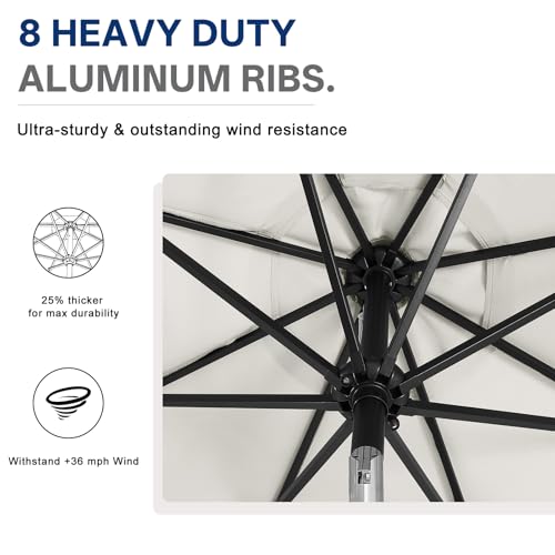 Image of ABCCANOPY Durable Solar Led Patio Umbrellas with 32LED Lights 11FT (Light Beige)