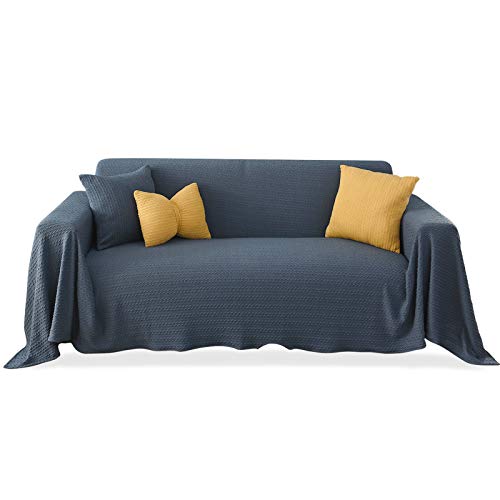 VanderHOME Multifunctional sofa Throw Blanket,universal fitted sofa loveseat Sofa Chair Cover Tablecloth Non-slip Sofa Cushion Sofa Towel for traveloffice home 130X180CM blue