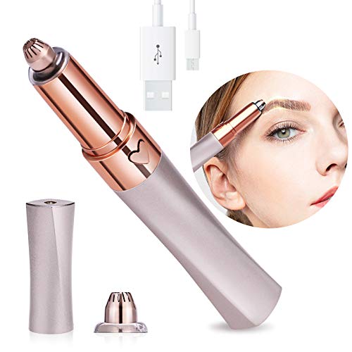 Beitony Eyebrow Trimmer Rechargeable Painless-Precision Eyebrow Hair Remover Eyebrow Razor Tool for Eyebrow Lips Nose Peach Fuzz Facial Hair Removal for Women & Men (Rose gold)